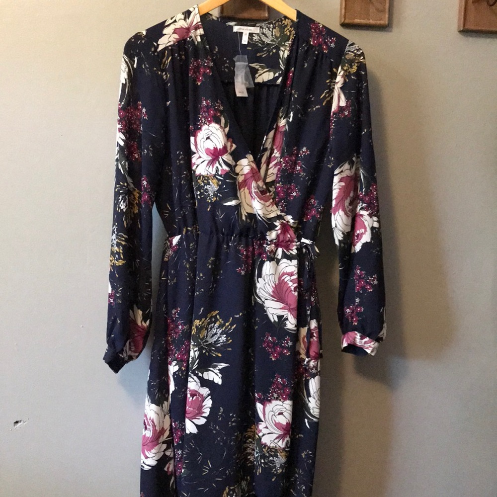 Navy Floral Wrap Dress
